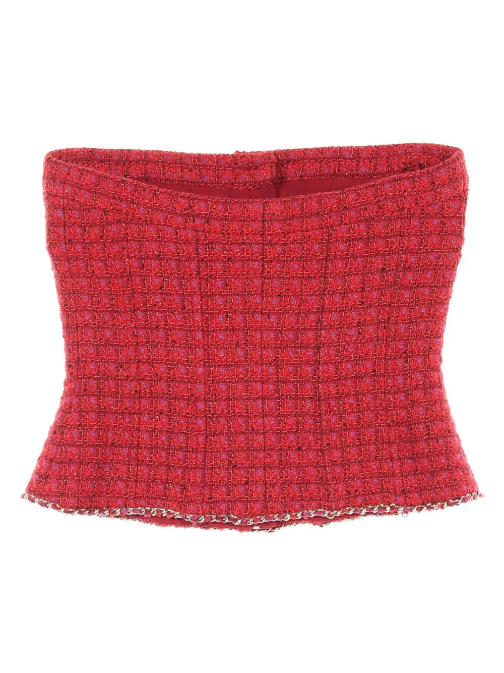Pre-owned Chanel 1986-1988s Tweed Top In Red