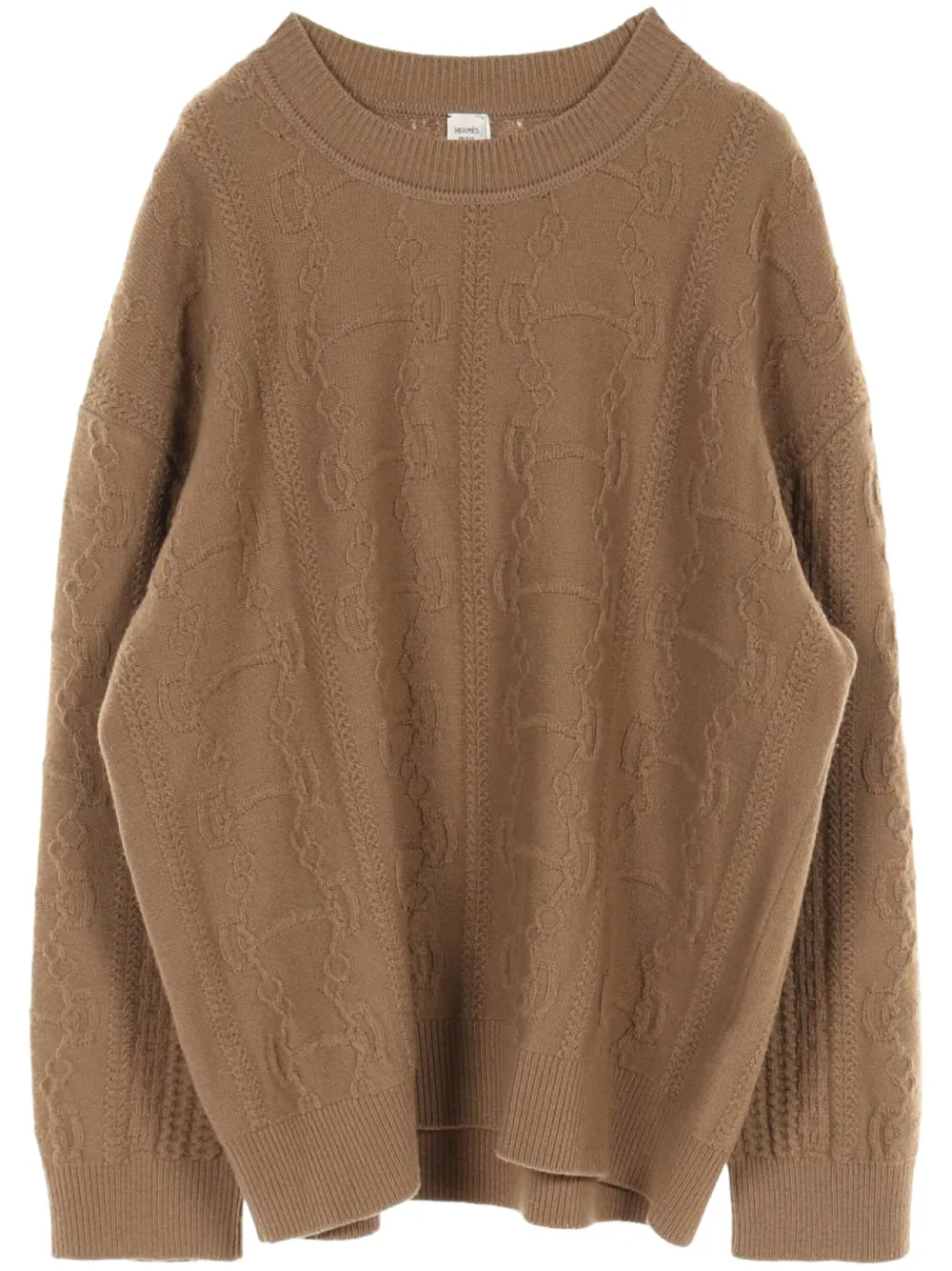 Pre-owned Hermes 2010s Horsebit-detail Sweater In Brown