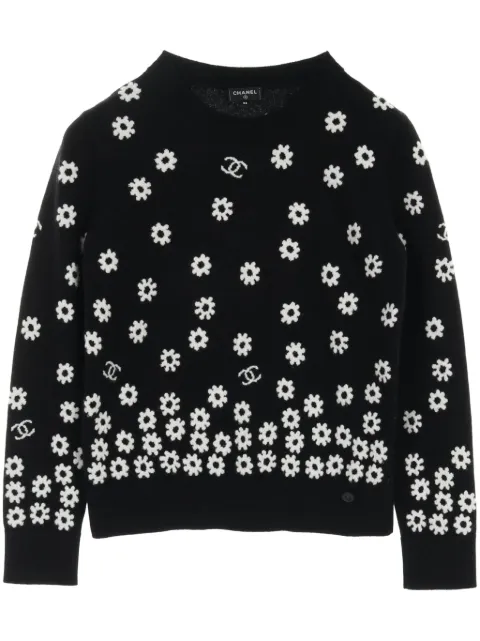 CHANEL Pre-Owned 1986-1988 daisy-intarsia sweater