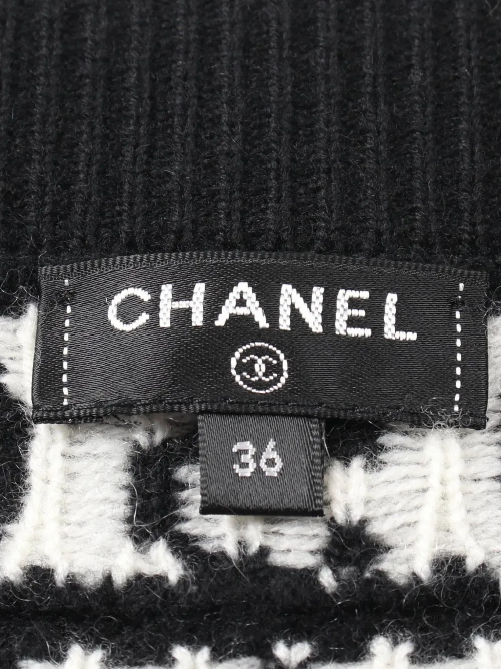 Pre-owned Chanel 1986-1988 Intarsia-knit Skirt In 黑色