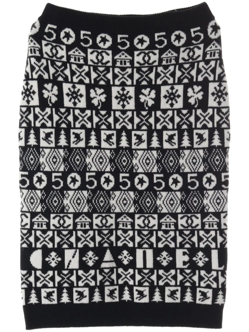 CHANEL Pre-Owned 1986-1988 intarsia-knit skirt | Black | Image 1