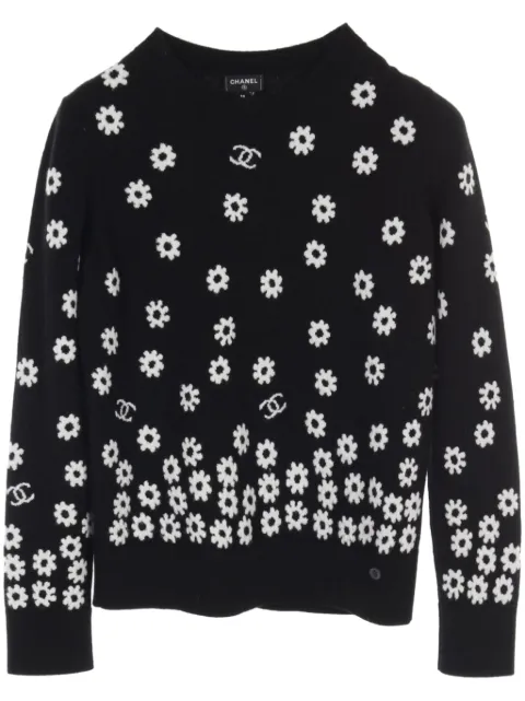 CHANEL Pre-Owned 1986-1988 daisy-intarsia sweater