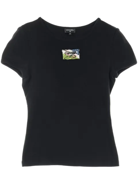 CHANEL Pre-Owned 1986-1988 logo-beaded T-shirt