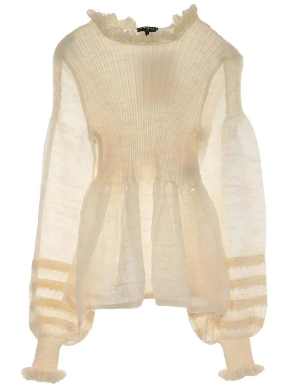 Pre-owned Chanel 1986-1988 Cut-and-sew Top In Neutrals