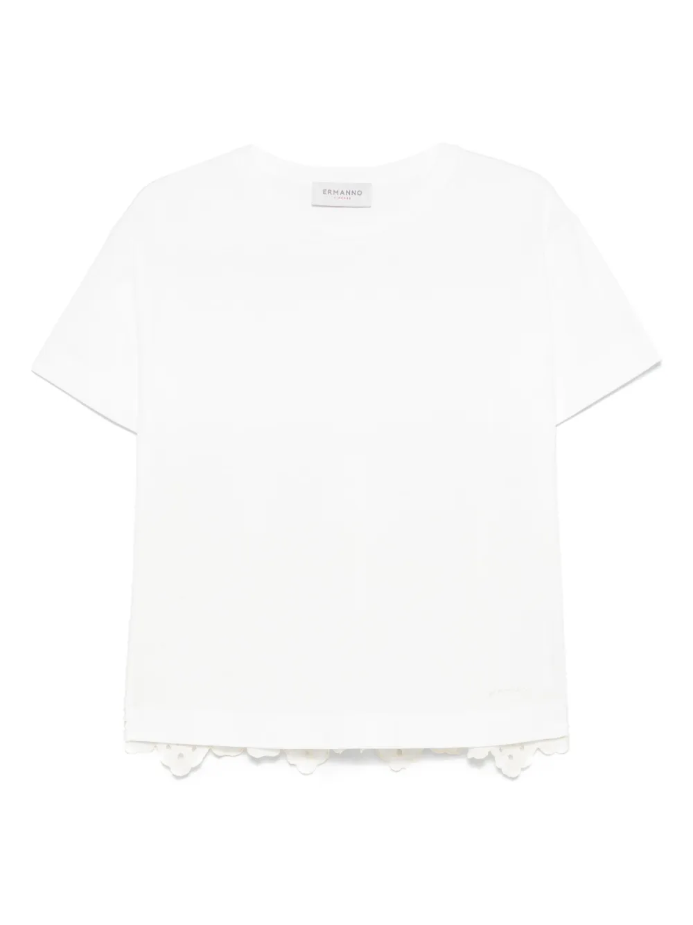 ERMANNO FIRENZE  playera con panel de bordado inglés | blanco | Image 1