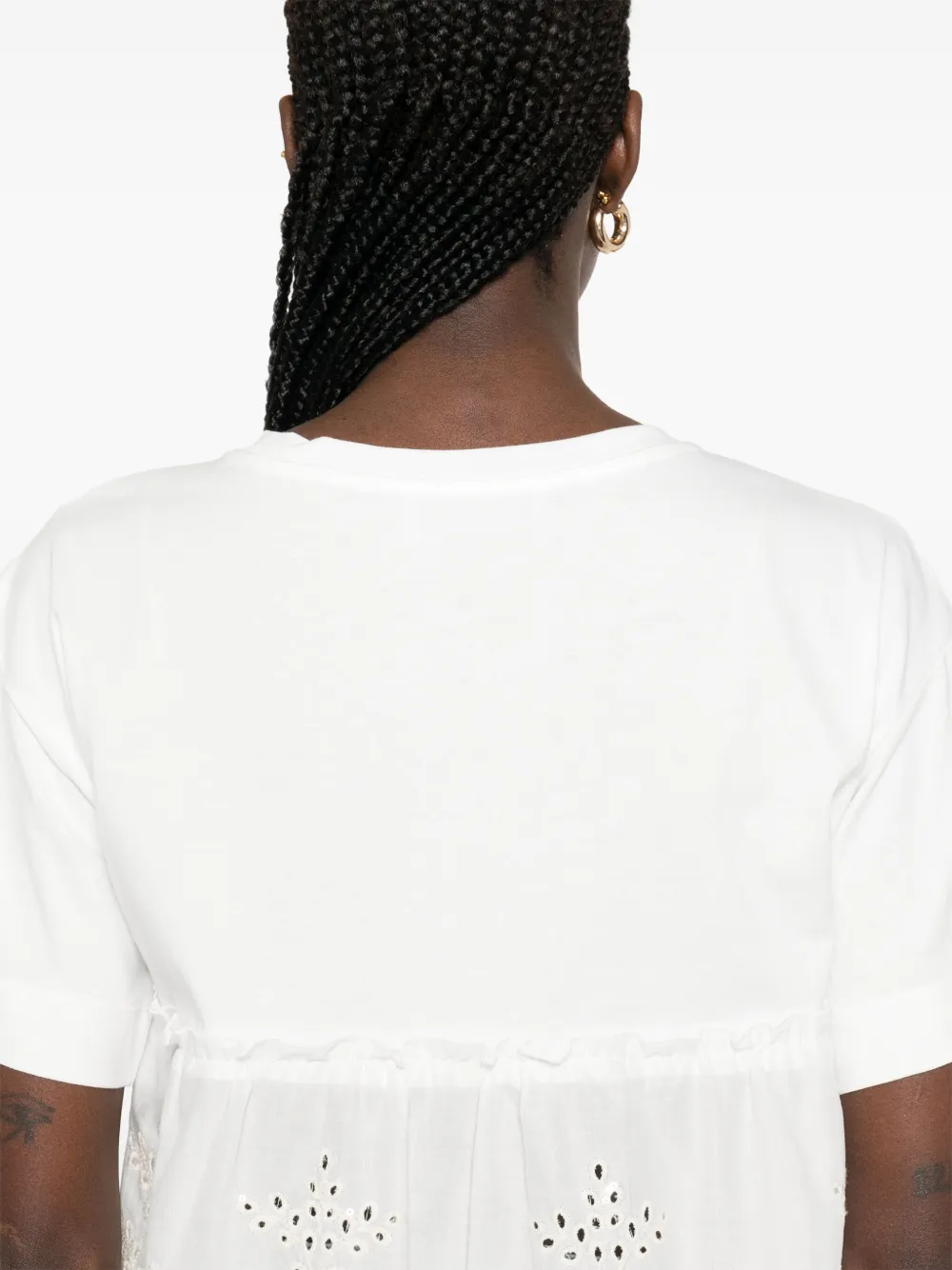 ERMANNO FIRENZE T-shirt met broderie anglaise vlakken Wit