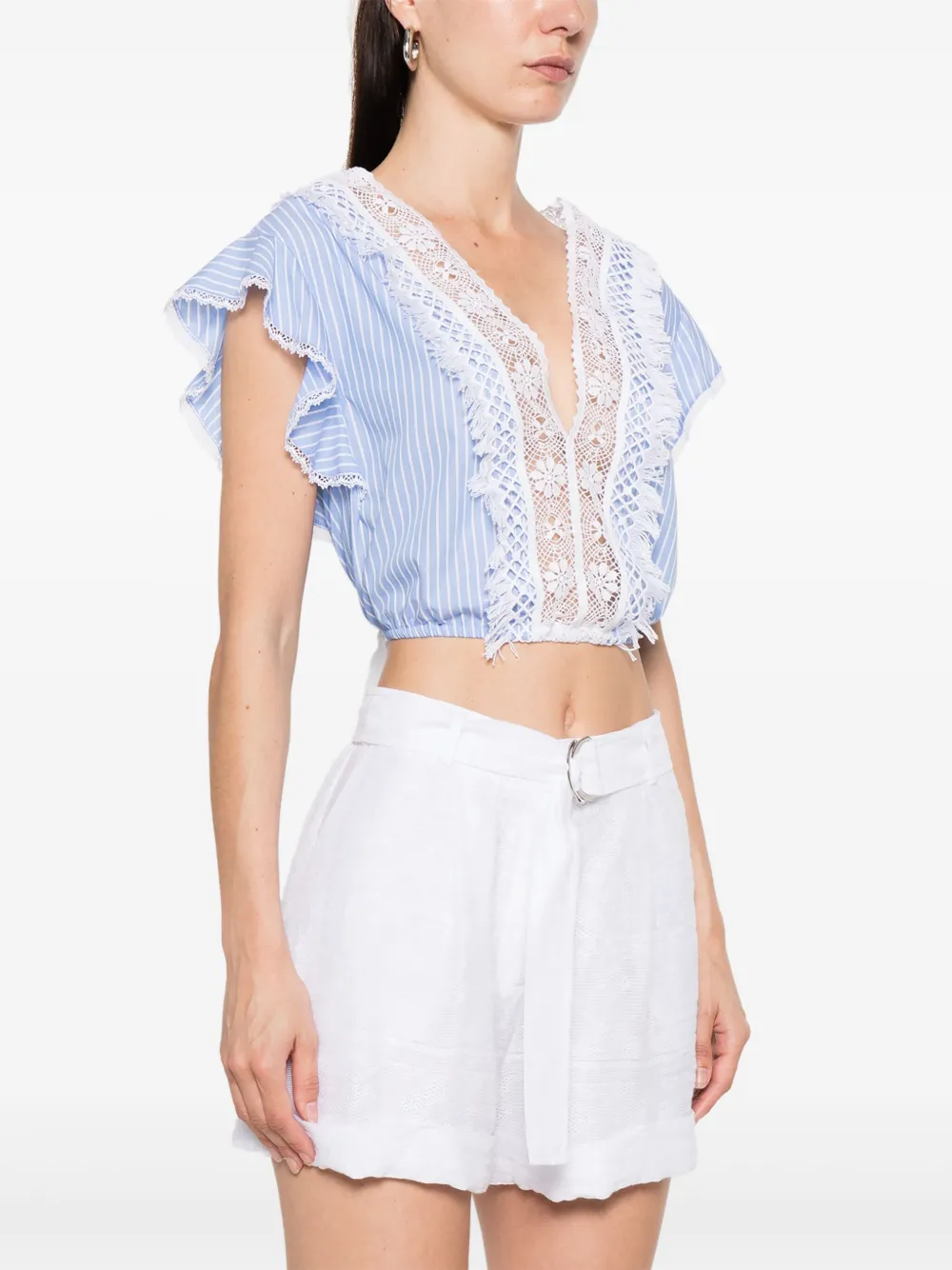 ERMANNO FIRENZE lace-detailed top Blauw