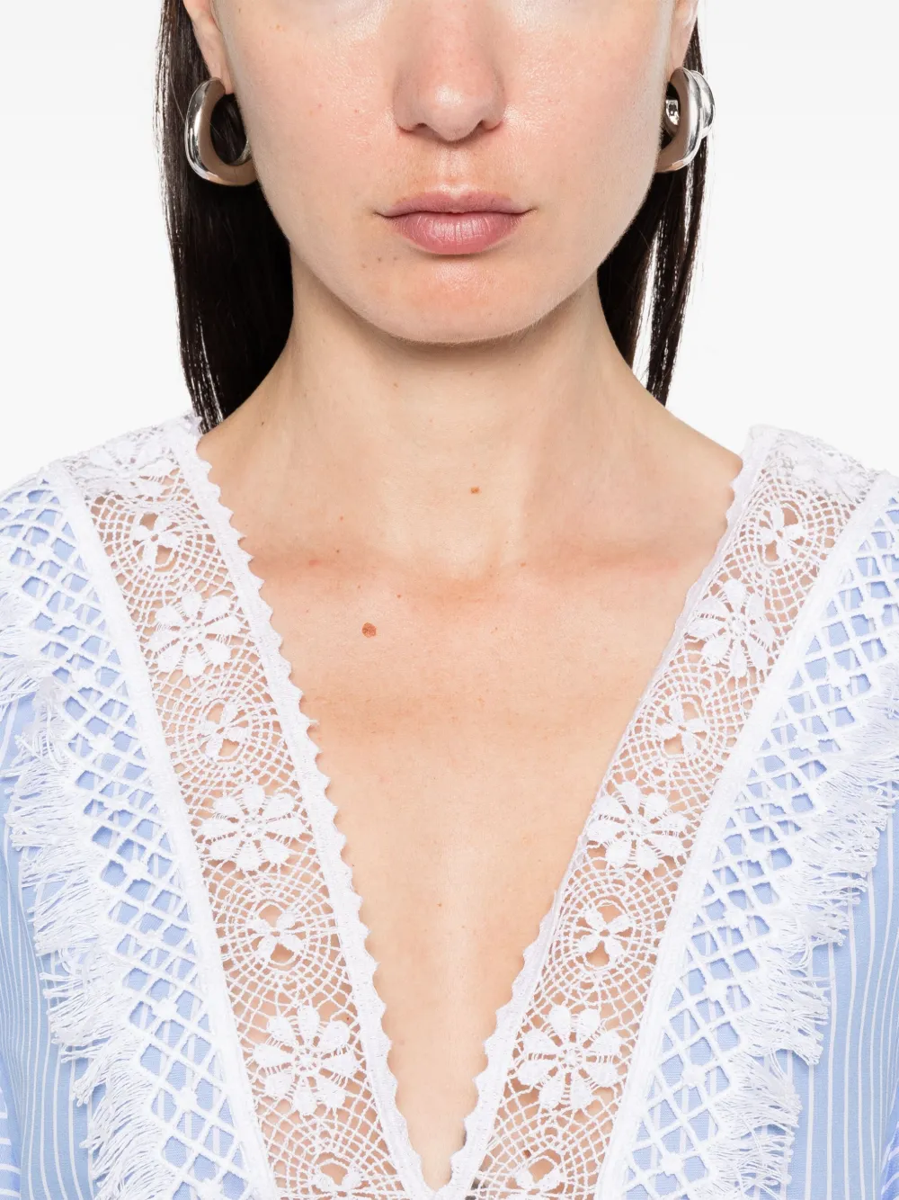 ERMANNO FIRENZE lace-detailed top Blauw