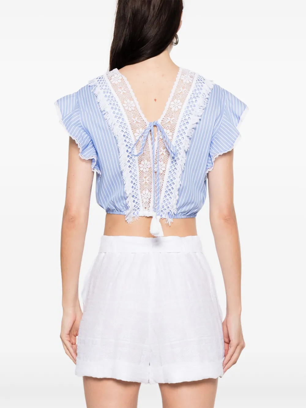 ERMANNO FIRENZE lace-detailed top Blauw