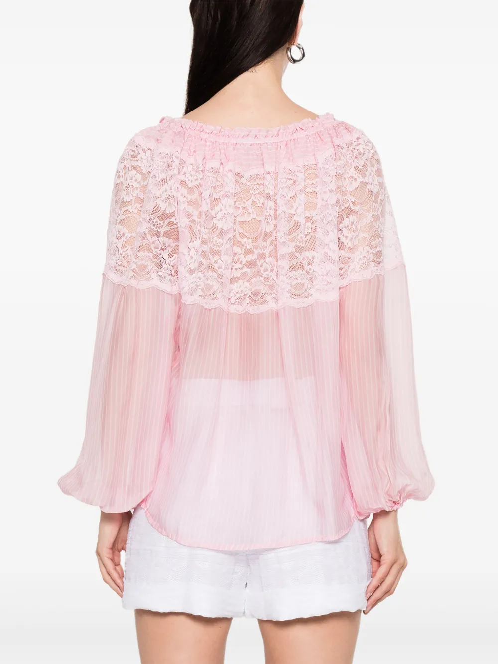 ERMANNO FIRENZE Blouse met kanten detail Roze