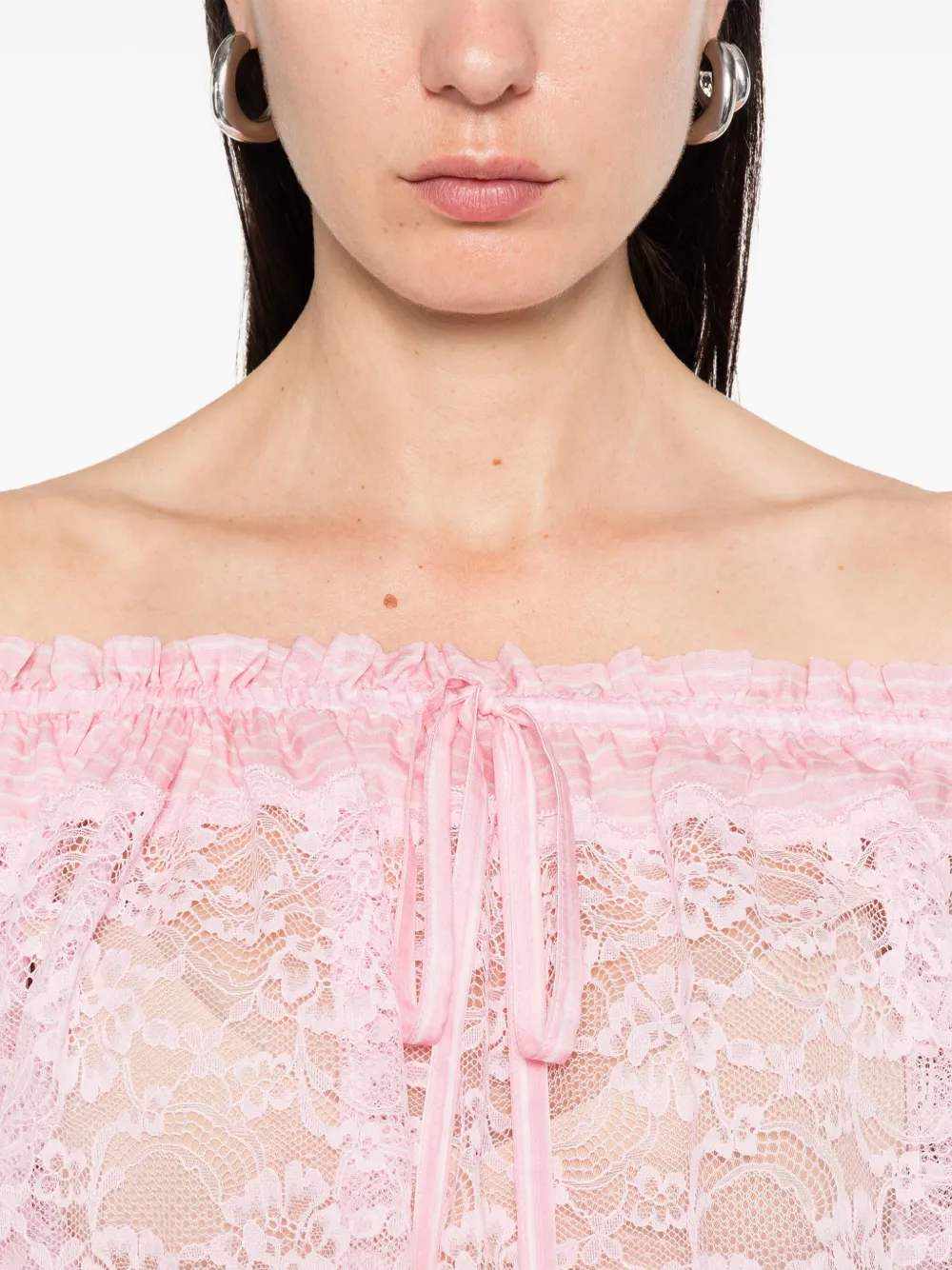 ERMANNO FIRENZE Blouse met kanten detail Roze
