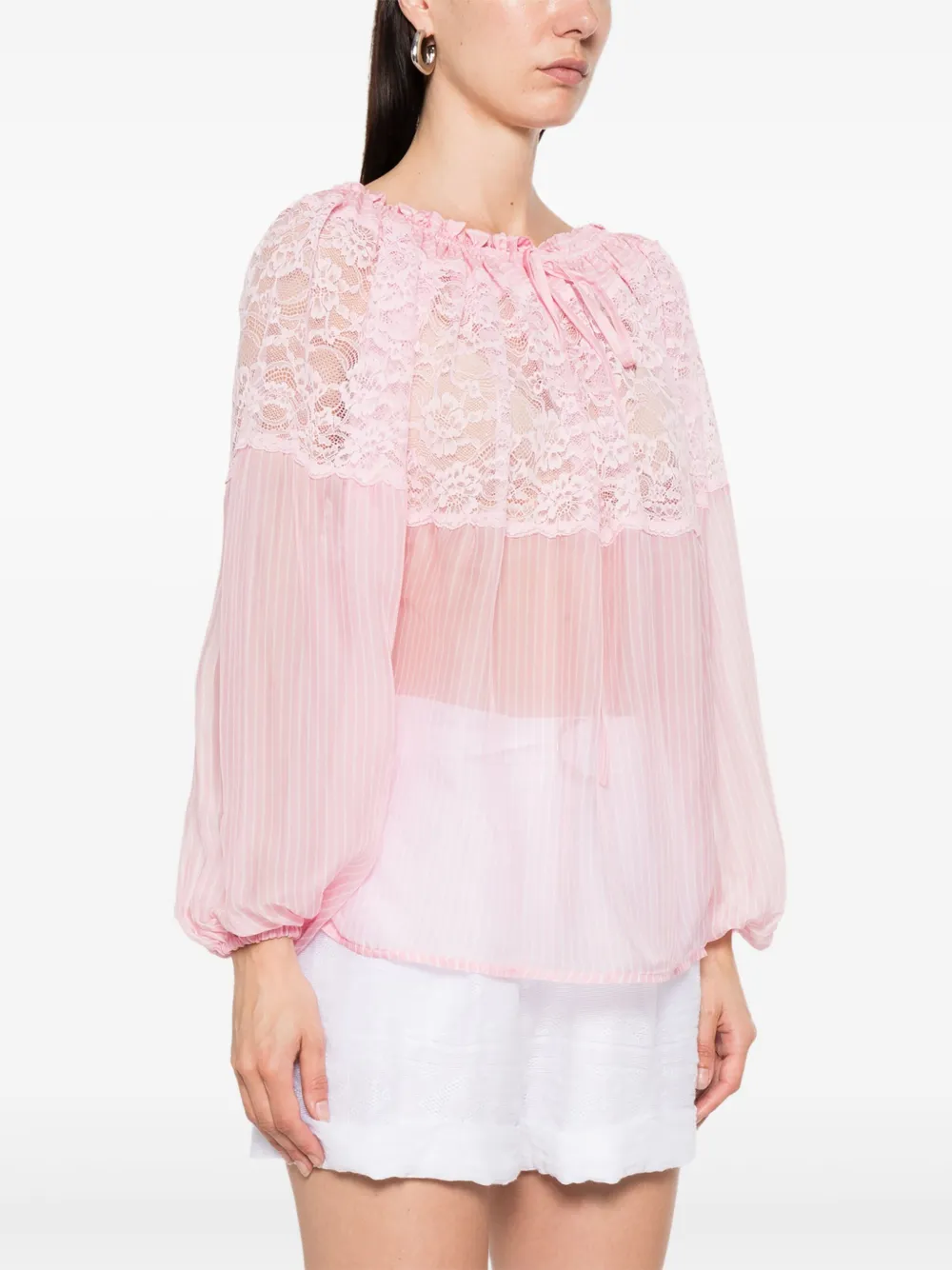 ERMANNO FIRENZE Blouse met kanten detail Roze