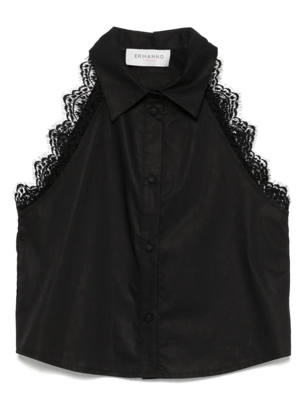 ERMANNO FIRENZE レーストリム トップ - ブラック ERMANNO FIRENZE レーストリム トップ - ブラック