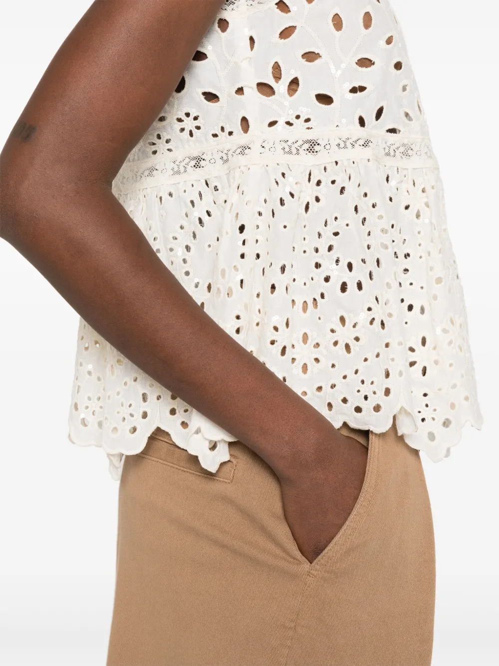ERMANNO FIRENZE Broderie anglaise tanktop Beige
