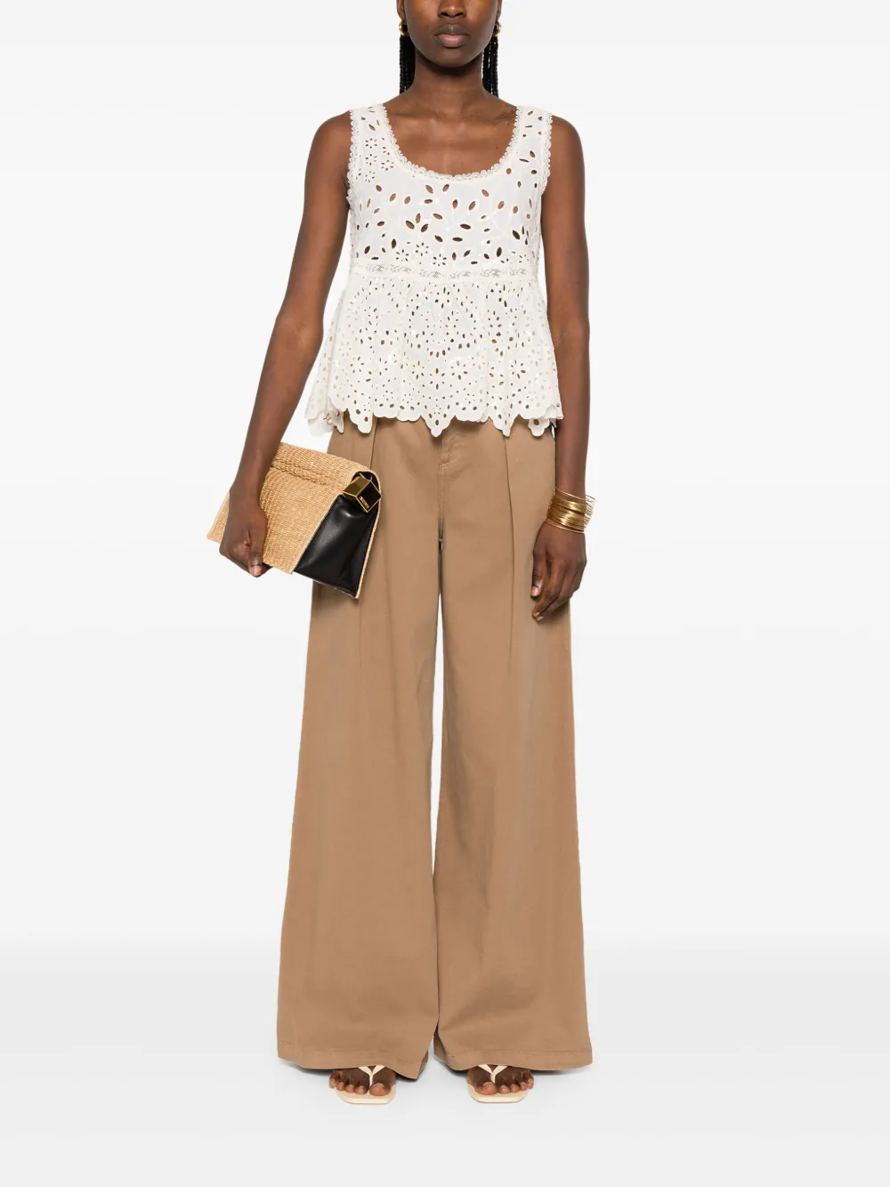 ERMANNO FIRENZE Broderie anglaise tanktop Beige