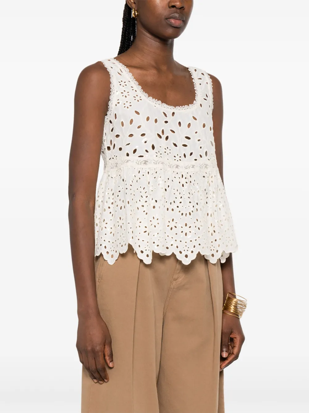 ERMANNO FIRENZE Broderie anglaise tanktop Beige