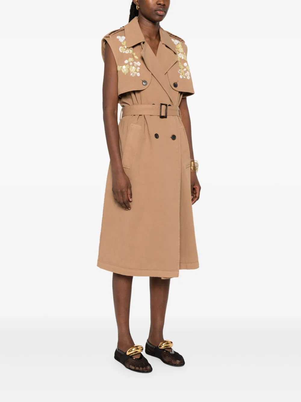 ERMANNO FIRENZE Twill midi-jurk Bruin