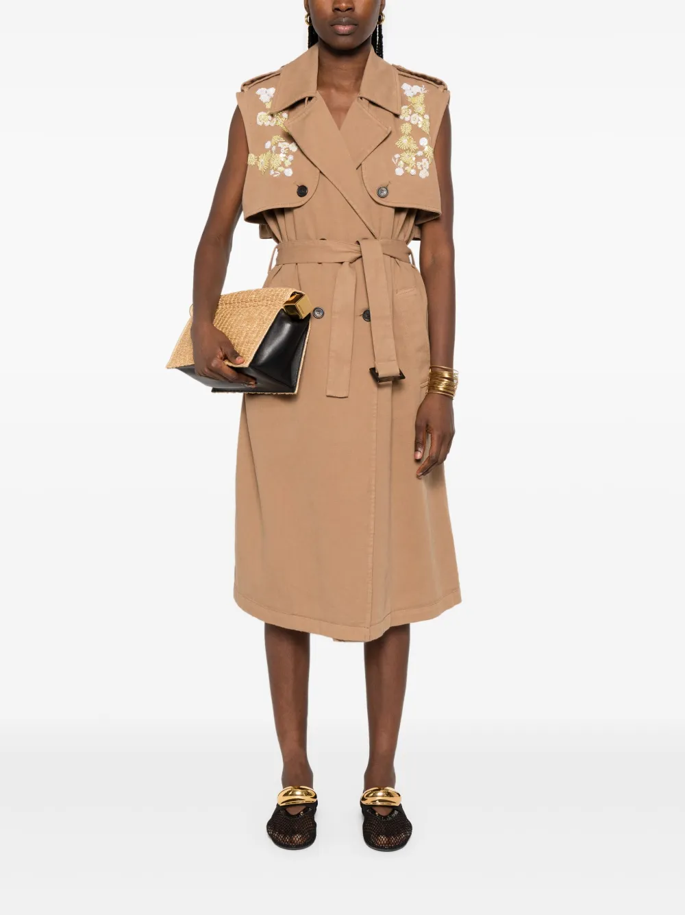 ERMANNO FIRENZE Twill midi-jurk - Bruin