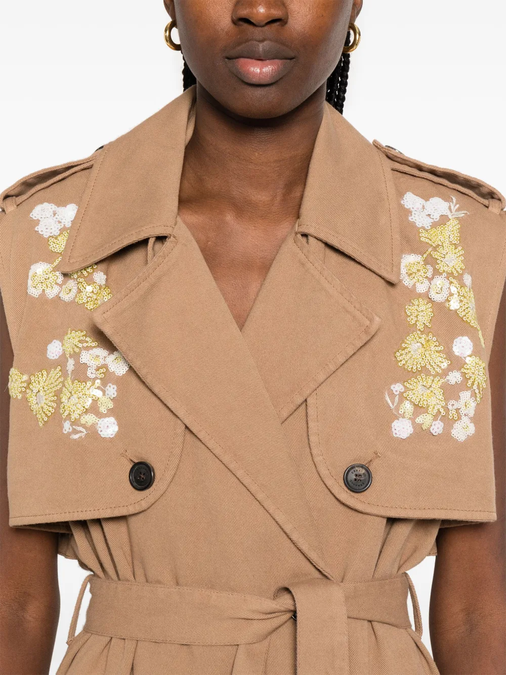ERMANNO FIRENZE Twill midi-jurk Bruin