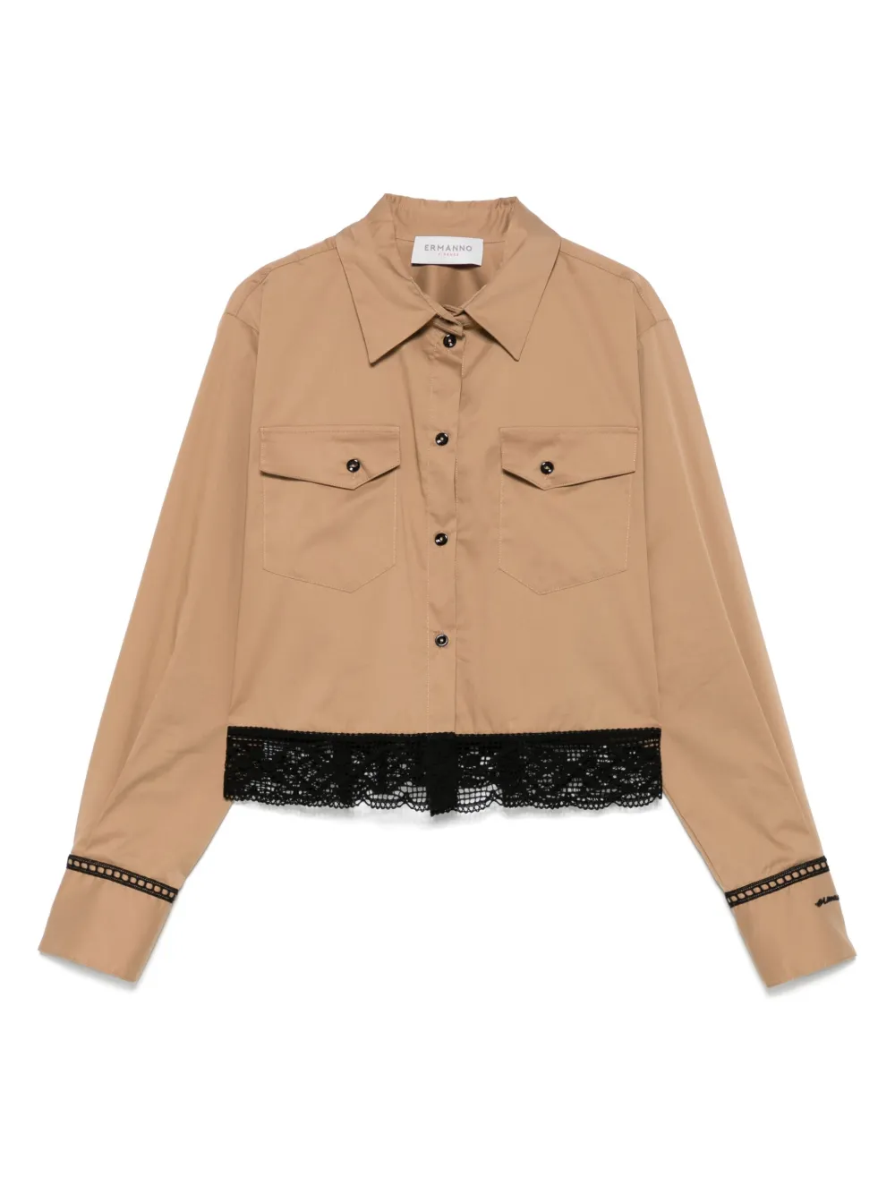 ERMANNO FIRENZE  camisa con ribete de encaje | marrón | Image 1