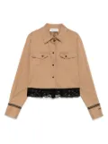 ERMANNO FIRENZE lace-trim shirt - Brown