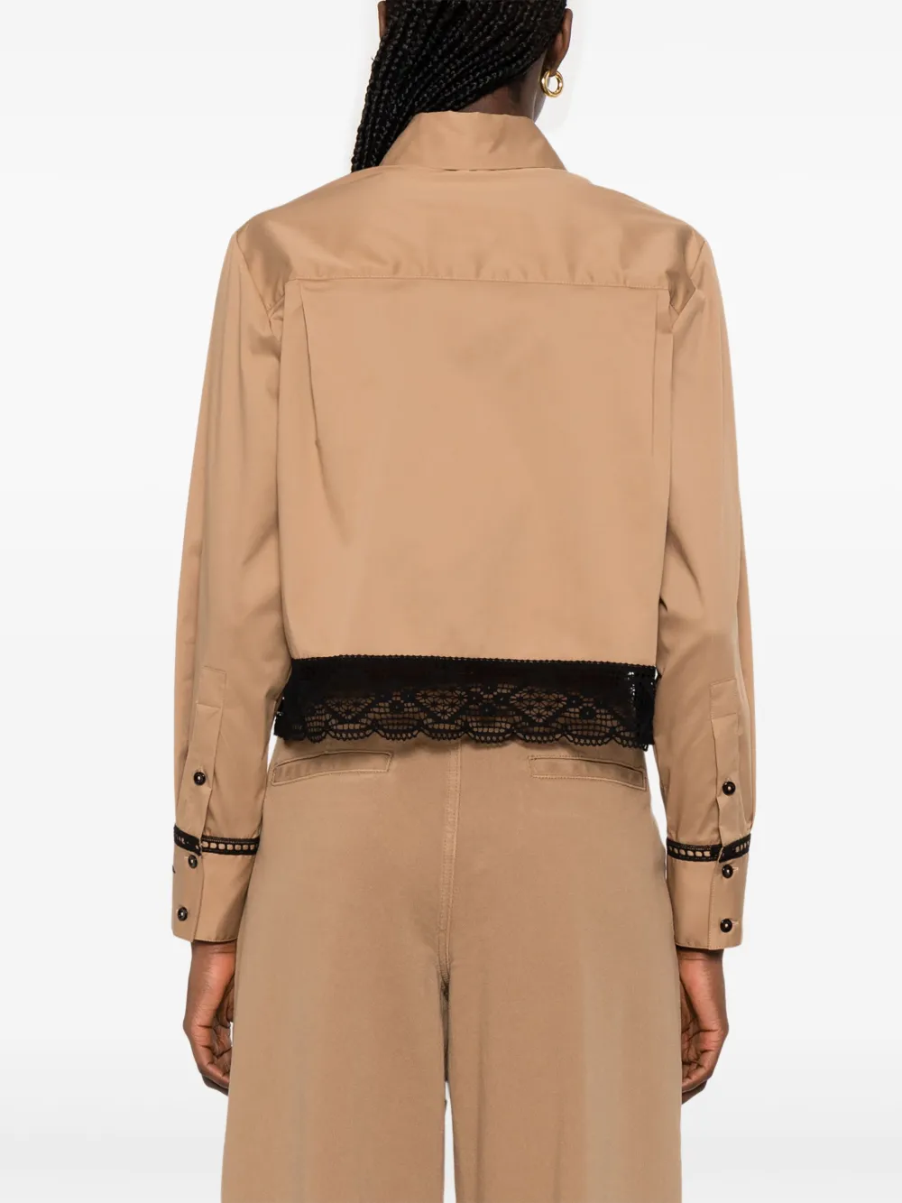 ERMANNO FIRENZE Blouse met kant Bruin