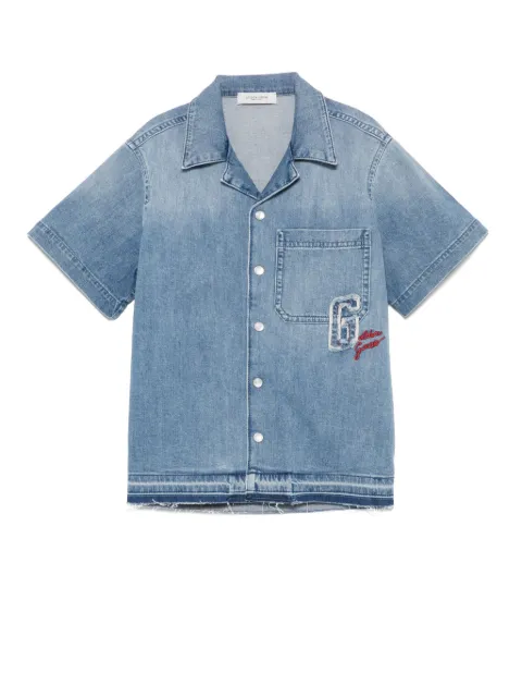 Golden Goose Kids Camisa jeans com logo bordado