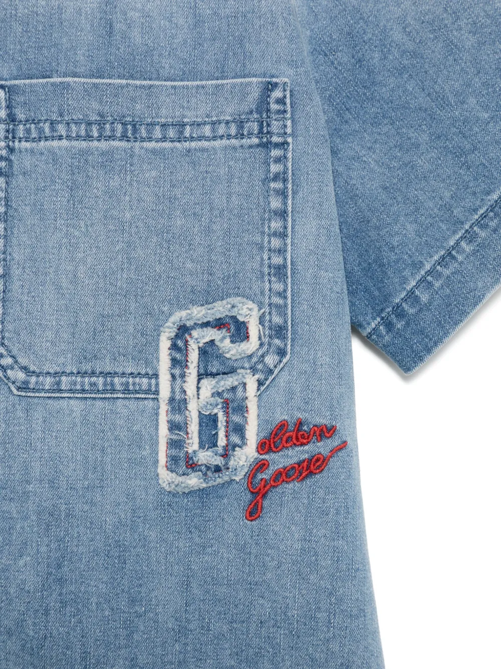 Golden Goose Kids Spijkershirt met geborduurd logo Blauw