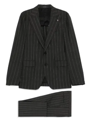 【新品同様】TAGLIATORE メンズ スーツ 46 M 黒×白 ストライプ Tagliatore ストライプ スーツ | ブラウン | FARFETCH JP