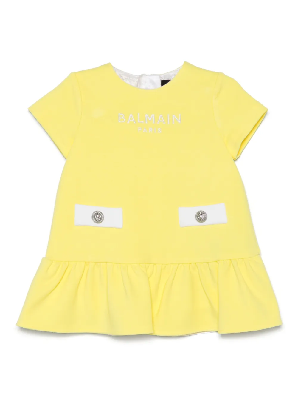 Balmain Kids Jurk met geborduurd logo Geel