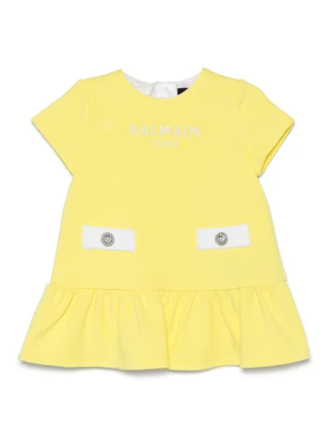 Balmain Kids vestido con logo bordado