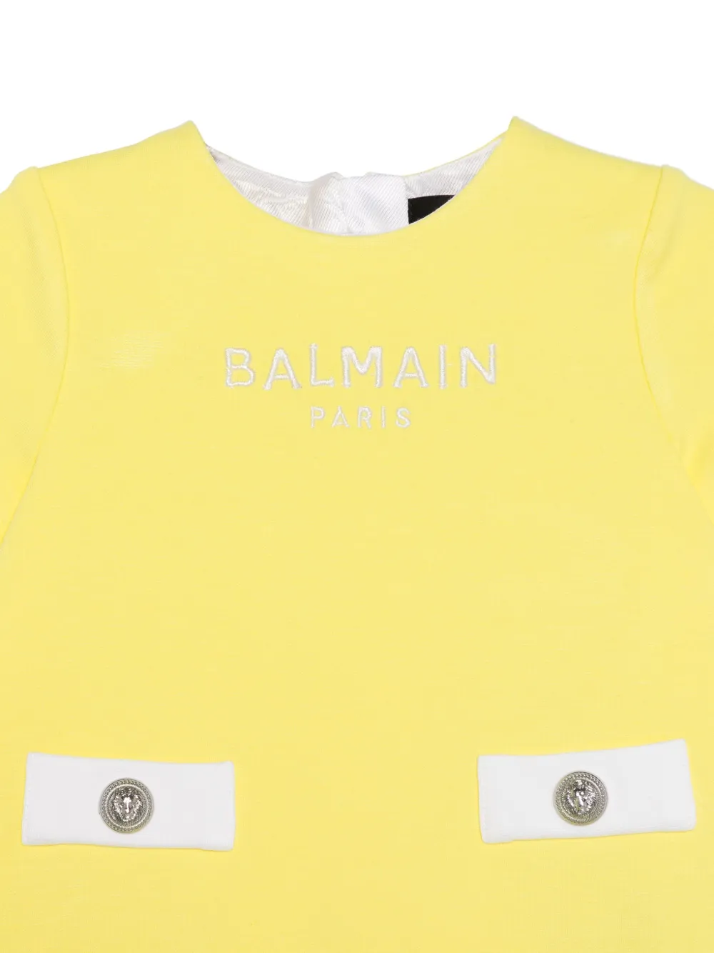 Shop Balmain Logo-embroidered Dress In Yellow
