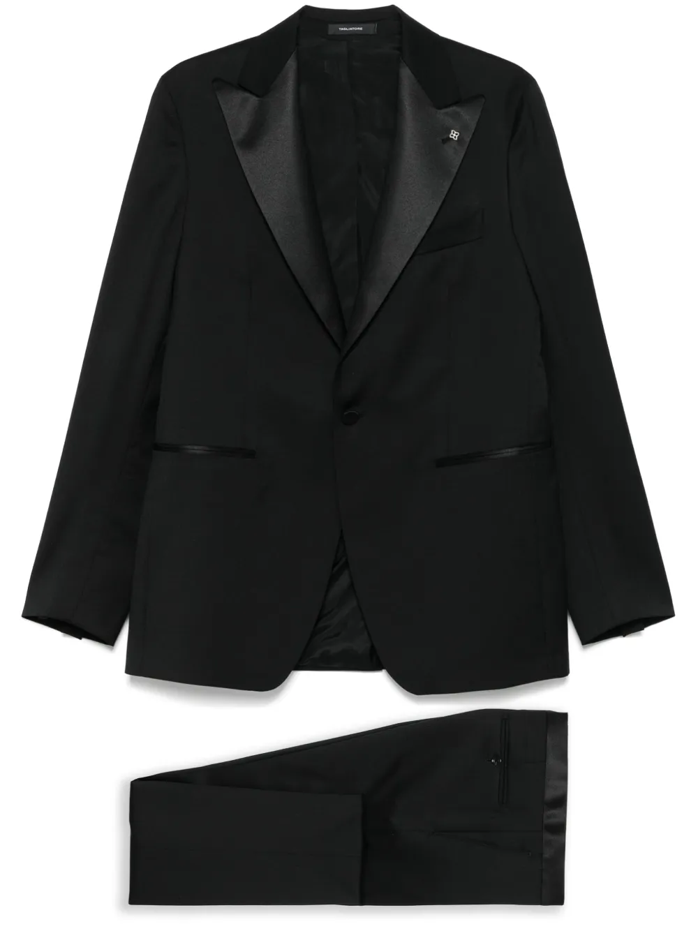 Shop Tagliatore Brooch-detail Suit In Black