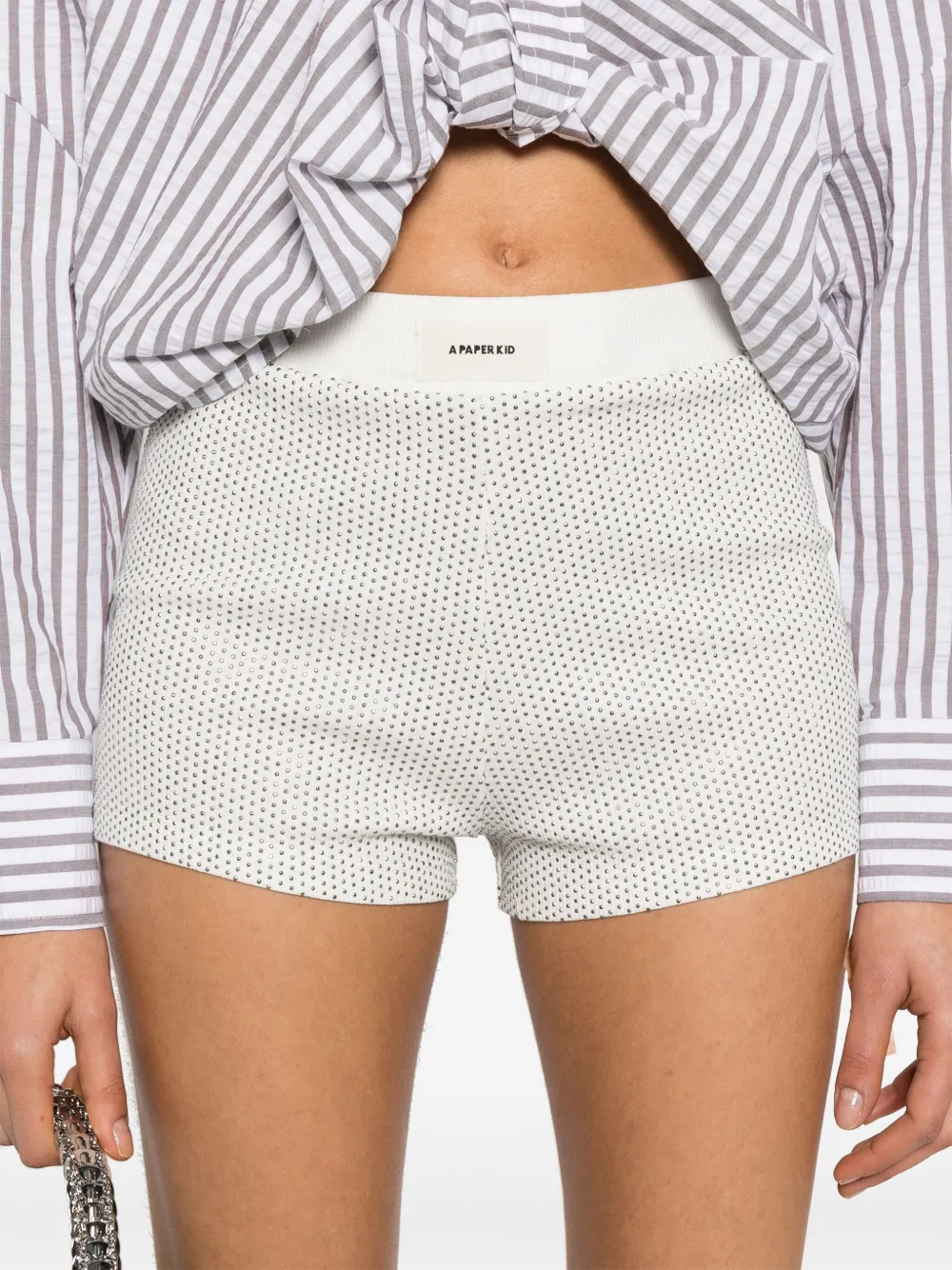 A Paper Kid Shorts verfraaid met kristal Wit
