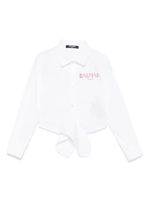 Balmain Kids camisa con detalle de nudo