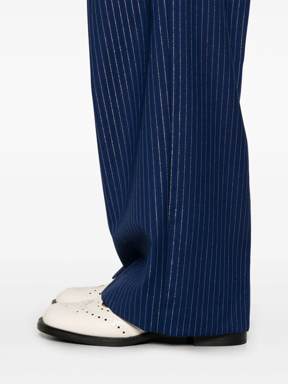 A Paper Kid Broek met krijtstreep Blauw