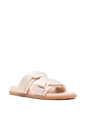 サンダル・ミュール MONCLER Mon summer leather sandals with nylon details Rosa Moncler Mon Summer Leather Crisscross Sandals | Neiman Marcus