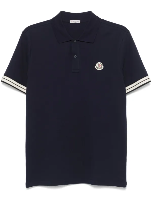 MONCLER｜SHORT-SLEEVED PIQUE/COLLAR MONCLER Slim-Fit Logo-Appliquéd Cotton-Piqué Polo Shirt for