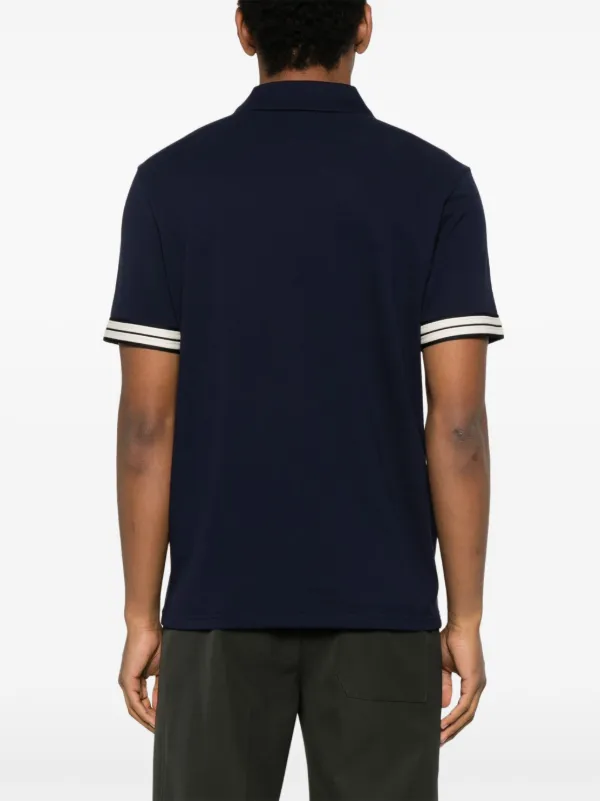 Moncler logo-patch Piqué Polo Shirt | Blue | FARFETCH GE