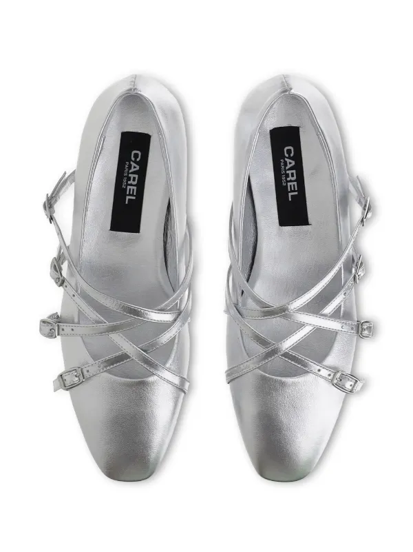 フラットシューズ CAREL Emilie Ballerinas - Carel - Leather - Silver Emilie - Burgundy naplack leather ballet flats | Carel Paris