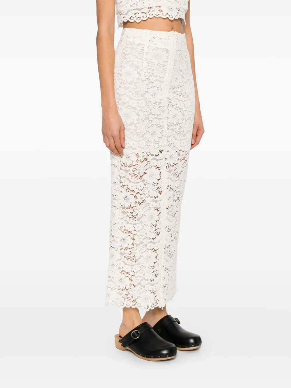 A Paper Kid Corded-lace Midi Skirt In White