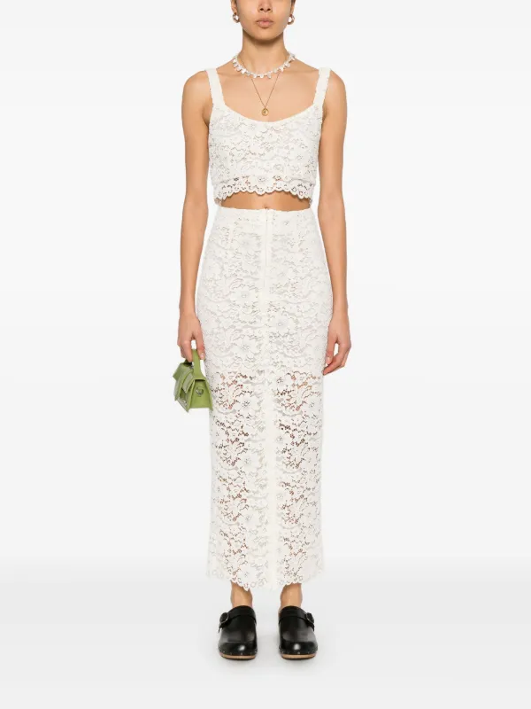 A Paper Kid corded-lace Midi Skirt | White | FARFETCH