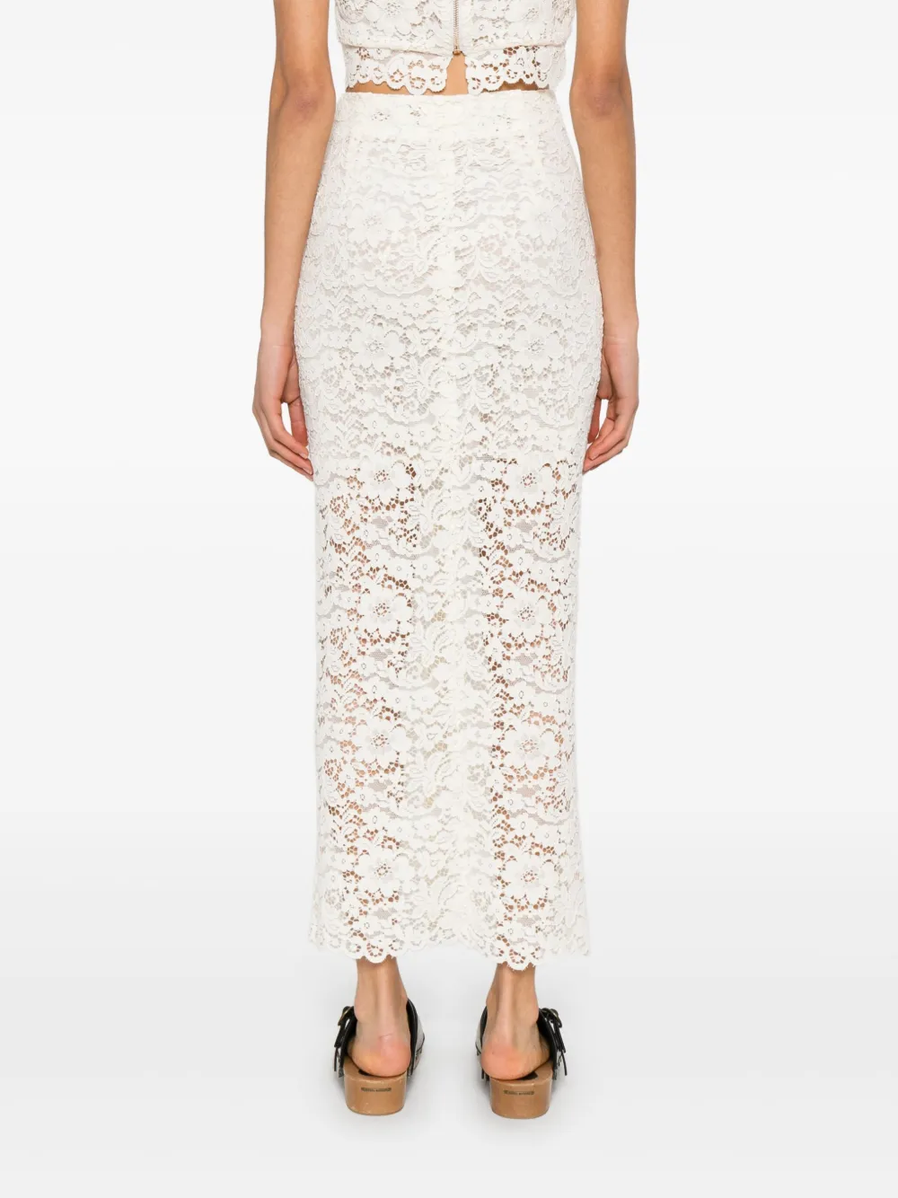 A Paper Kid Corded-lace Midi Skirt In White