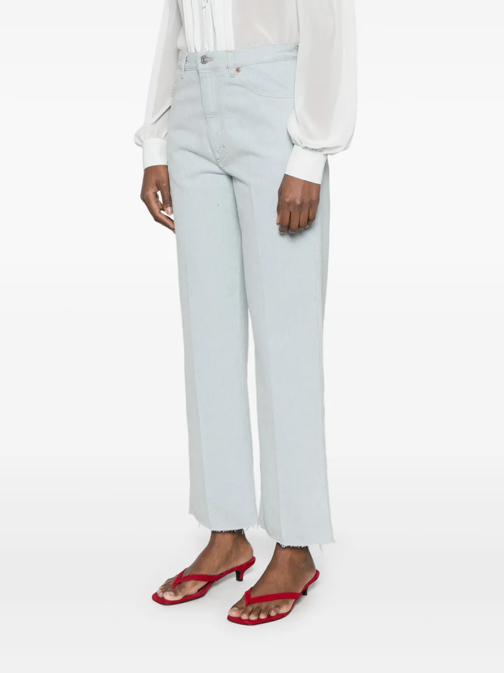 Victoria Beckham Jeans met logopatch Blauw