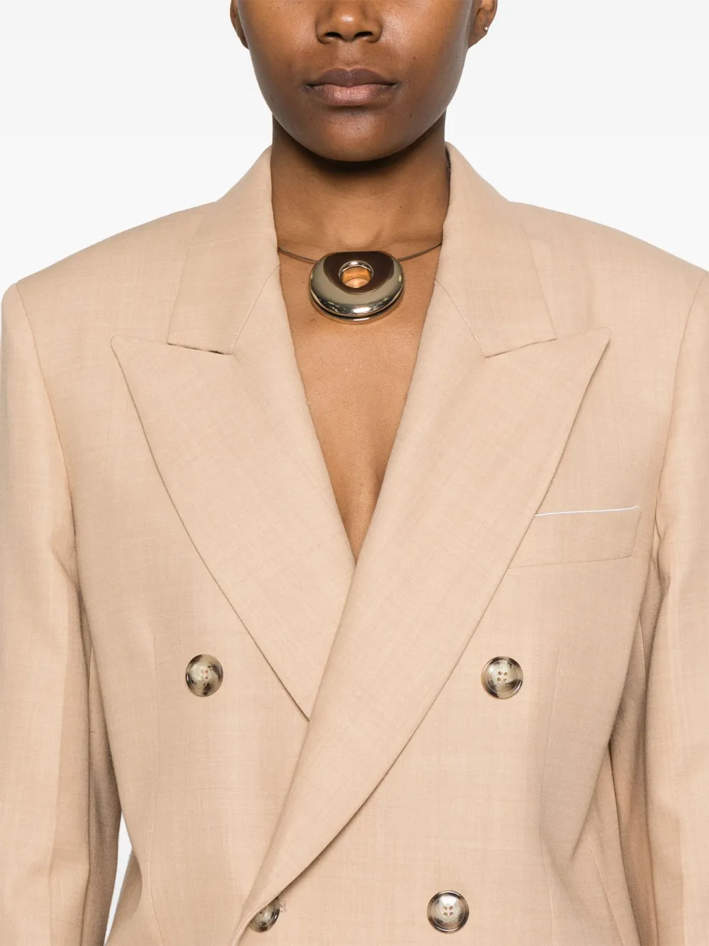 Shop Victoria Beckham Double-breasted Blazer In Neutrals