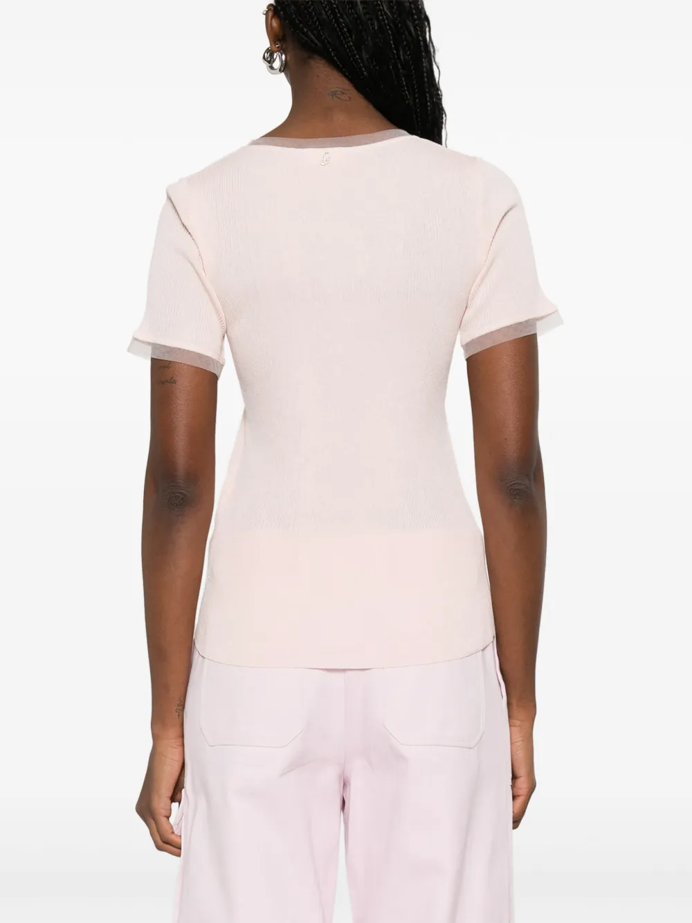 LIU JO T-shirt met tulen vlakken Roze