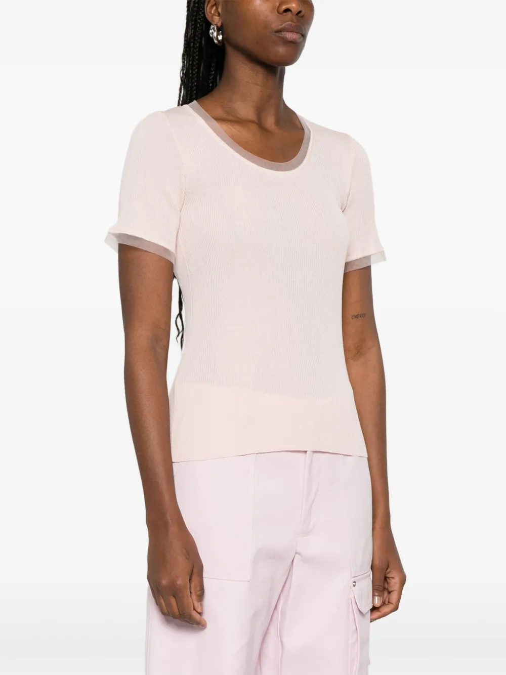 LIU JO T-shirt met tulen vlakken Roze