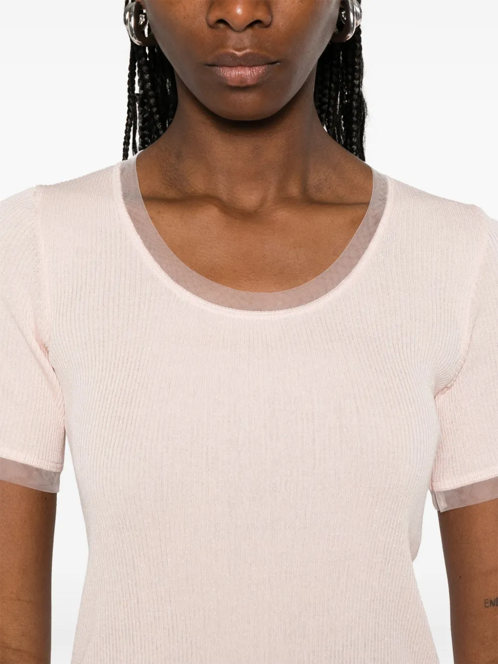LIU JO T-shirt met tulen vlakken Roze