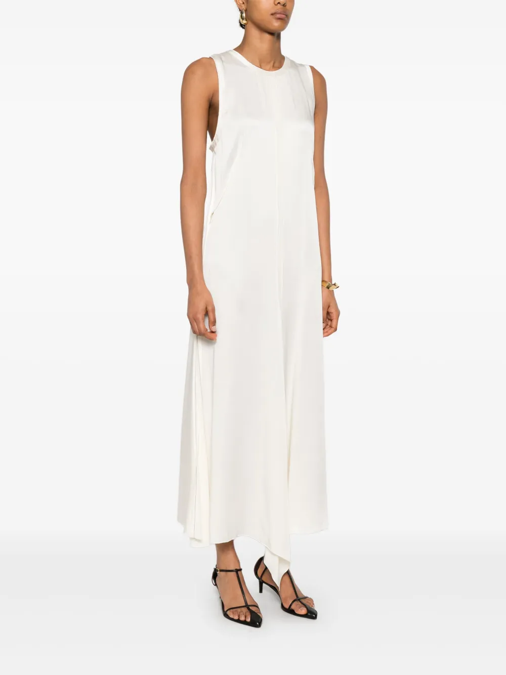 Victoria Beckham Satijnen jurk Beige