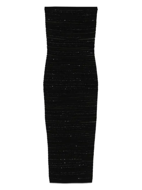 Balmain vestido midi tejido strapless